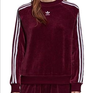 Adidas Trefoil Velvet Track Suit— Maroon